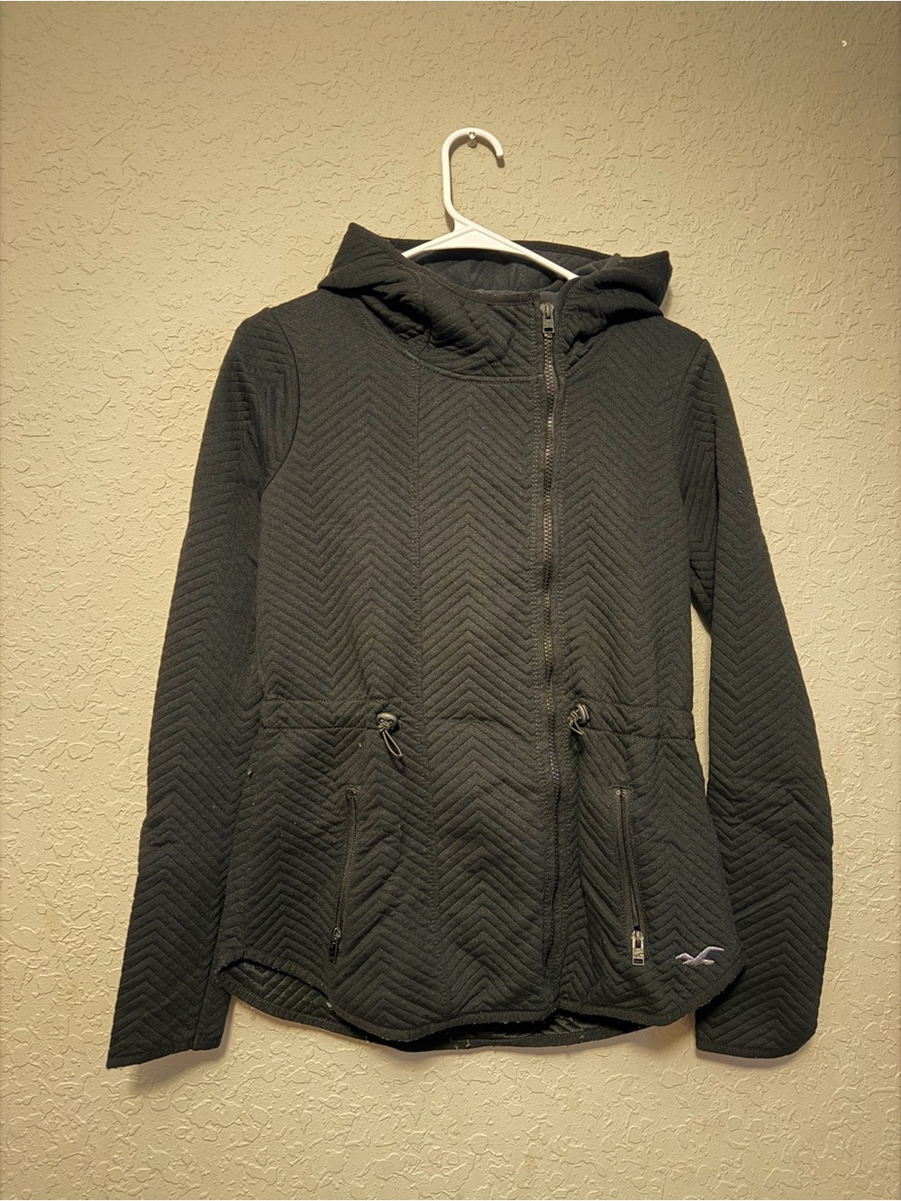 Hollister Black Quilted Hooded Bomber Jacket